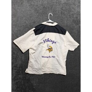 NFL Team Apparel Minnesota Vikings Bowling Shirt Mens XL Cream Black Button Down